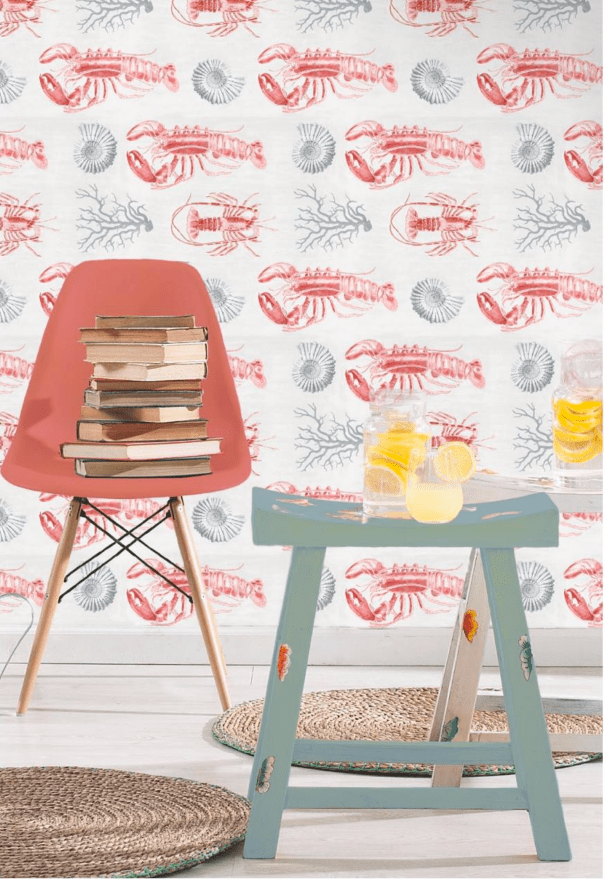 Set di 3 rotoli di carta da parati stampata digitale Lobster (2)