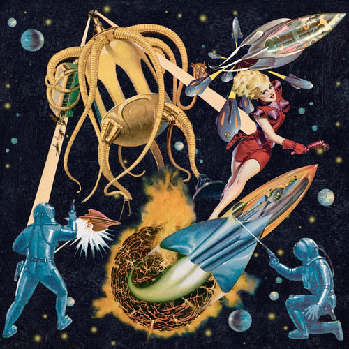 Set di 3 rotoli di carta da parati stampata digitale Sci-Fi Pulp