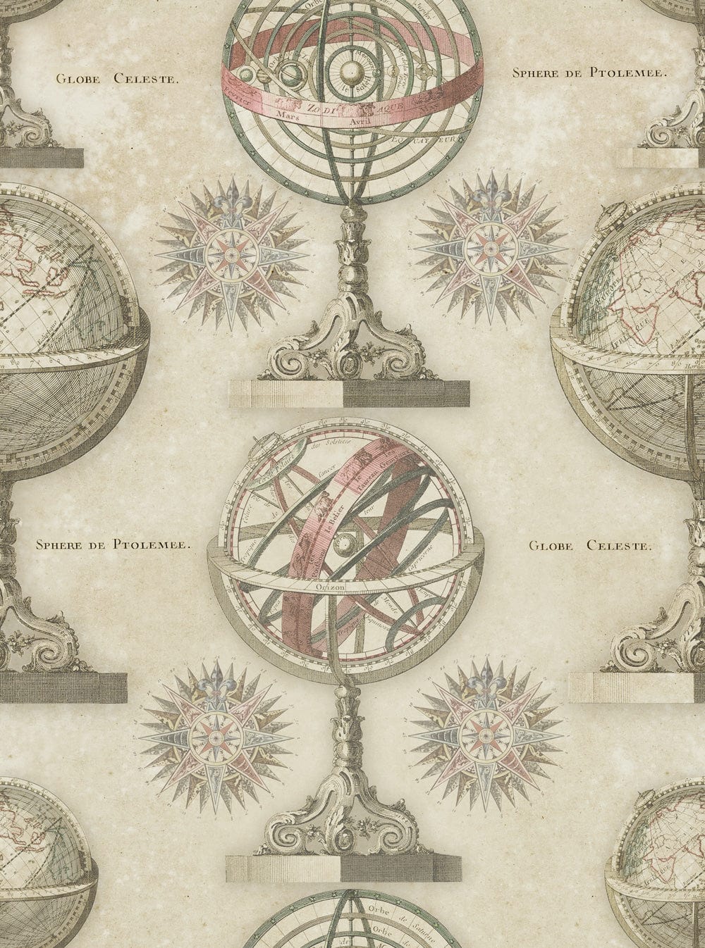 Set di 3 rotoli di carta da parati stampata in digitale Armillary