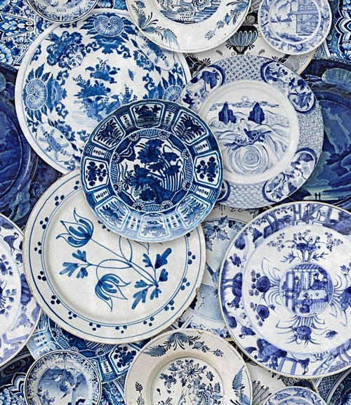 Set di 3 rotoli di carta da parati stampata in digitale Delftware