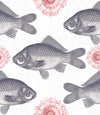 Set di 3 rotoli di carta da parati stampata in digitale Fish Neutral
