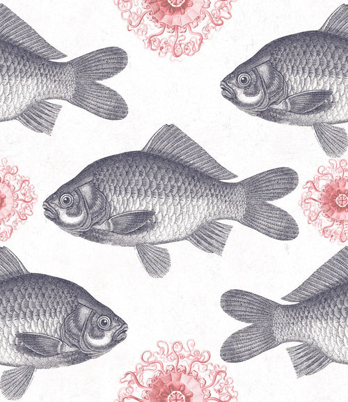 Set di 3 rotoli di carta da parati stampata in digitale Fish Neutral