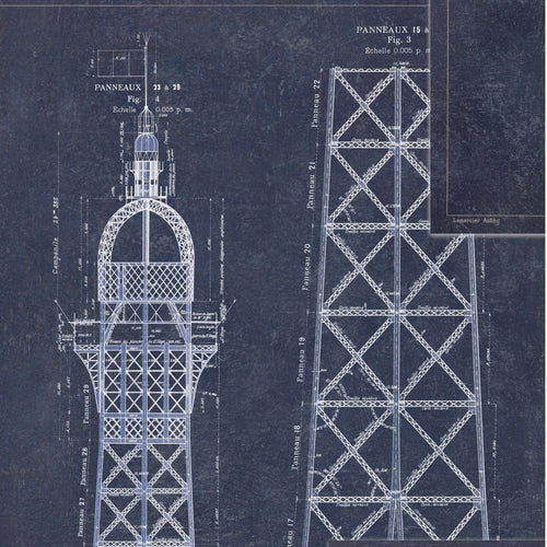 Set di 3 rotoli di carta da parati stampata in digitale Grand Eiffel Blue