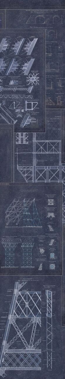Set di 3 rotoli di carta da parati stampata in digitale Grand Eiffel Blue (2)