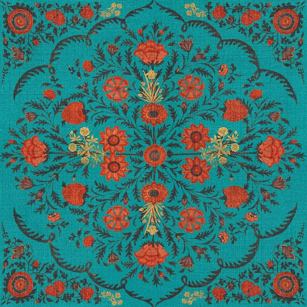 Set di 3 rotoli di carta da parati stampata in digitale Hindu Bloom Topaz