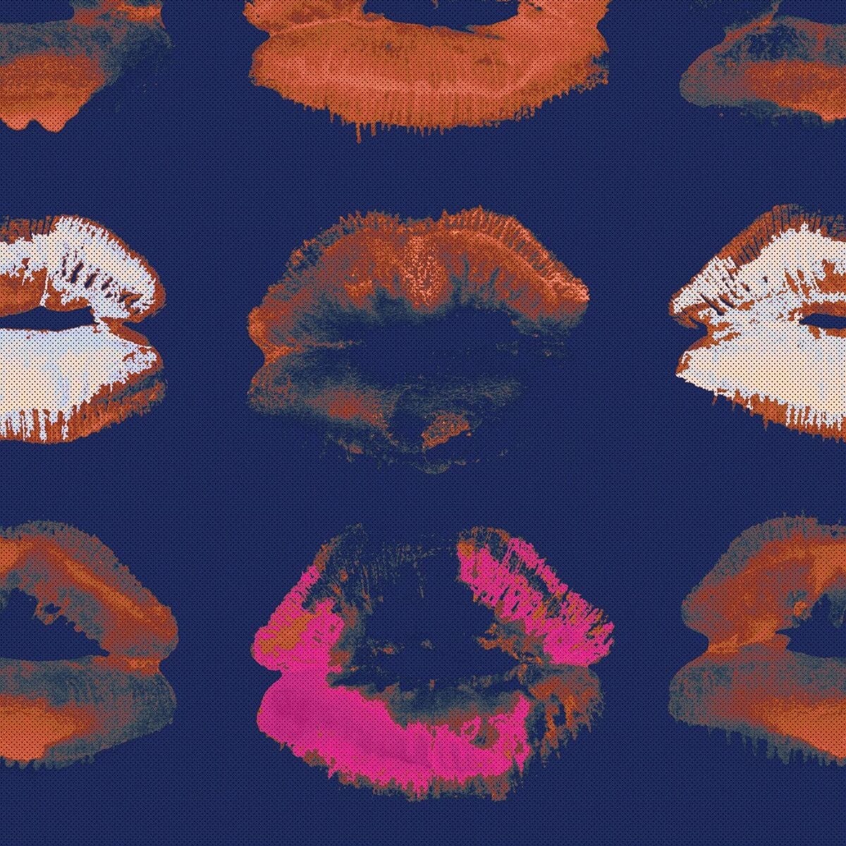 Set di 3 rotoli di carta da parati stampata in digitale Neon Kiss Indigo