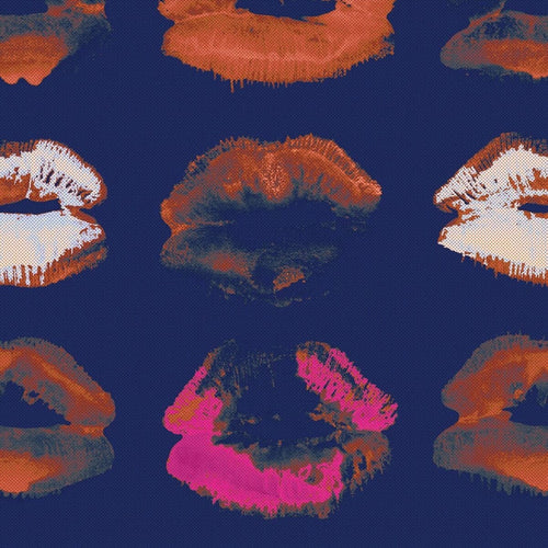 Set di 3 rotoli di carta da parati stampata in digitale Neon Kiss Indigo