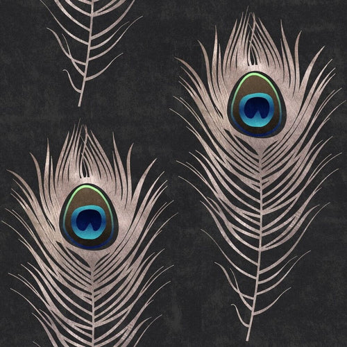 Set di 3 rotoli di carta da parati stampata in digitale Peacock
