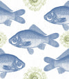 Set di 3 rotoli di carta da parati stampata in digitale Pesce Blu