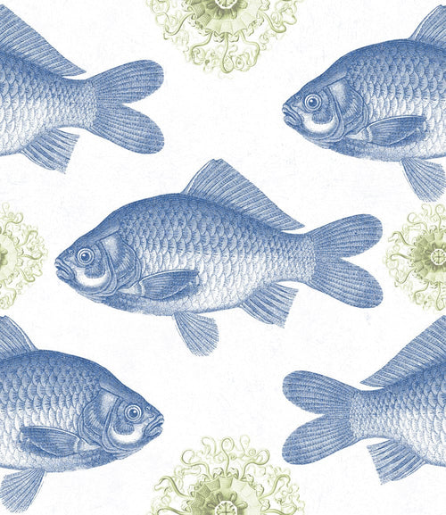 Set di 3 rotoli di carta da parati stampata in digitale Pesce Blu