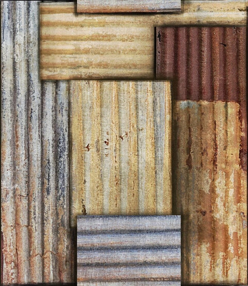 Set di 3 rotoli di carta da parati stampata in digitale Rusty Tin (1)