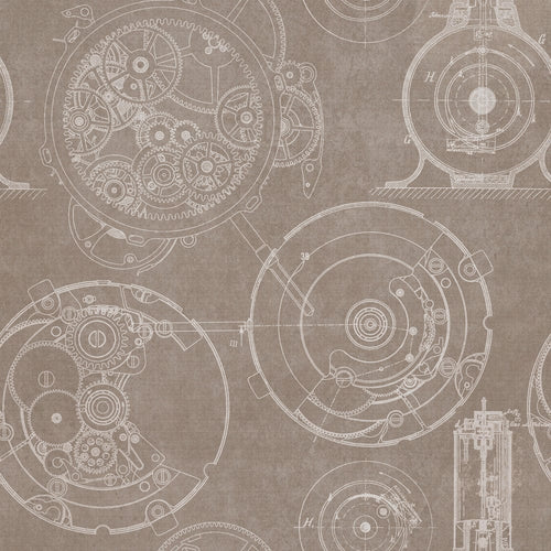 Set di 3 rotoli di carta da parati stampata in digitale Taupe