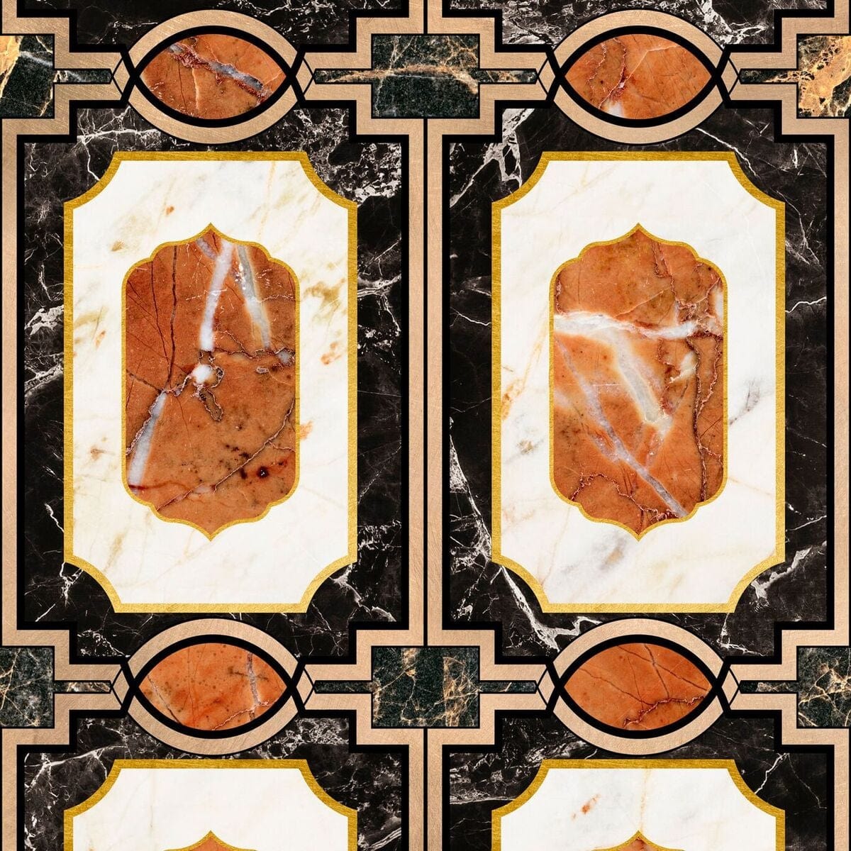 Set di 3 rotoli di carta da parati stampata in digitale Waldorf Ochre