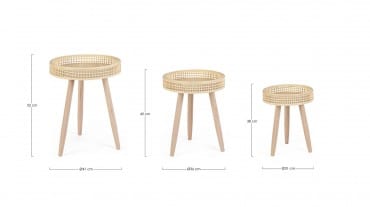 Bizzotto Set di 3 tavolini da caffè Almas Naturale