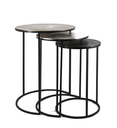 Set di 3 tavolini da caffè Antique Round Multicolore
