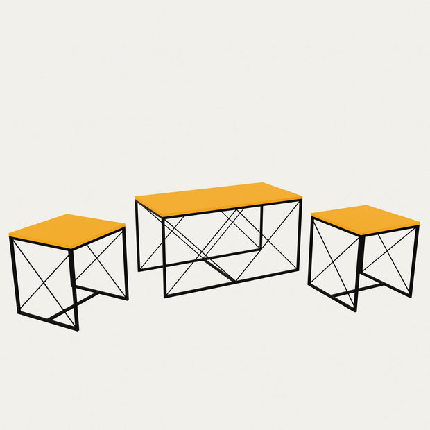 Set di 3 tavolini da caffè Defne Giallo (3)