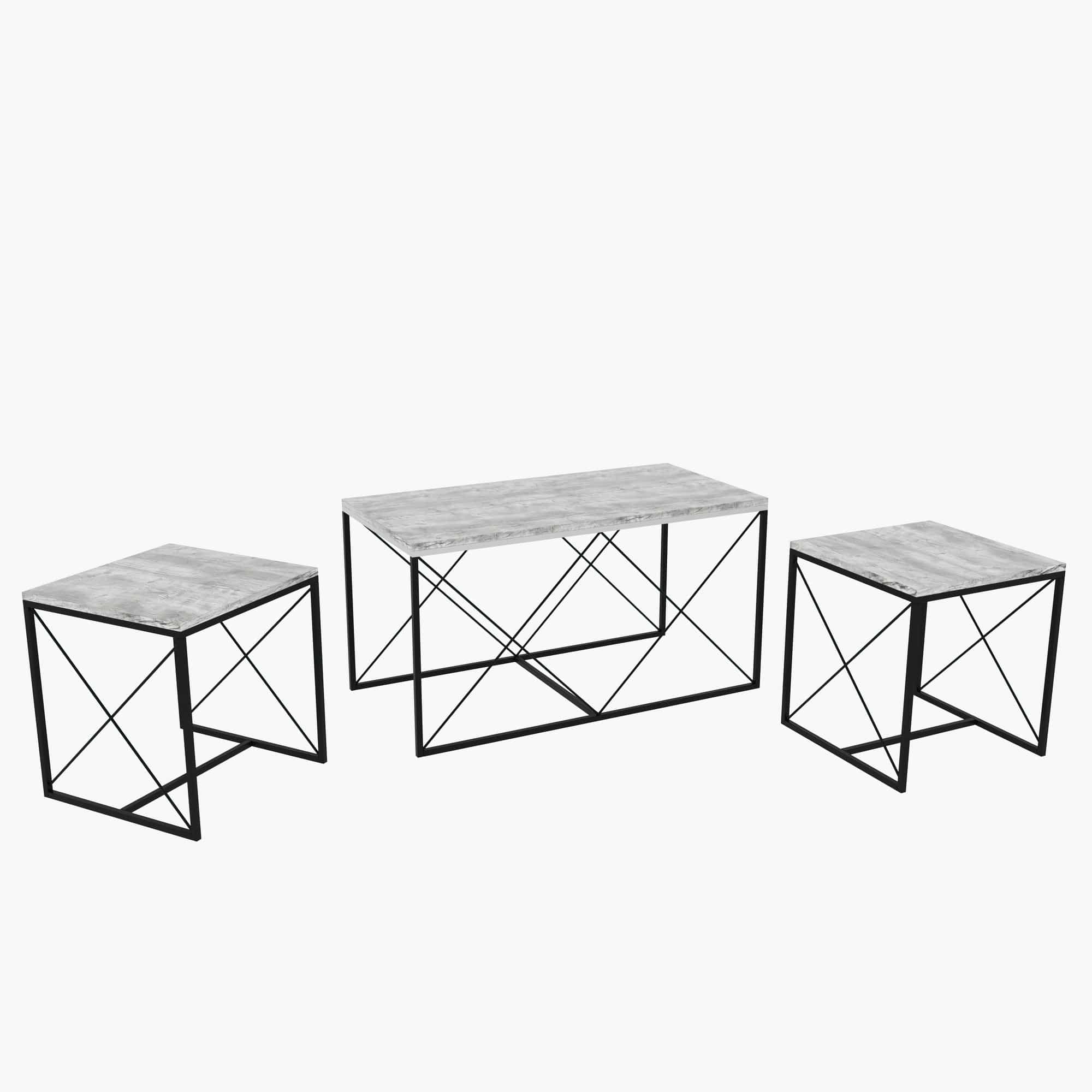 Set di 3 tavolini da caffè Defne Grigio (3)
