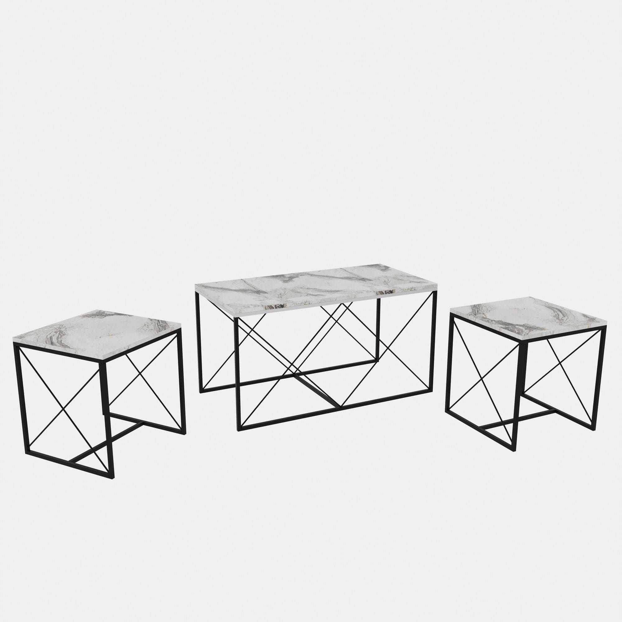 Set di 3 tavolini da caffè Defne Marmo (3)