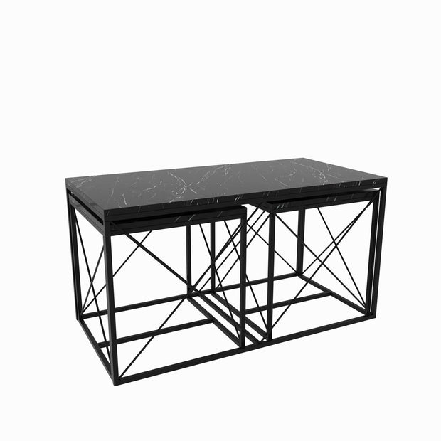 Set di 3 tavolini da caffè Defne Nero (2)