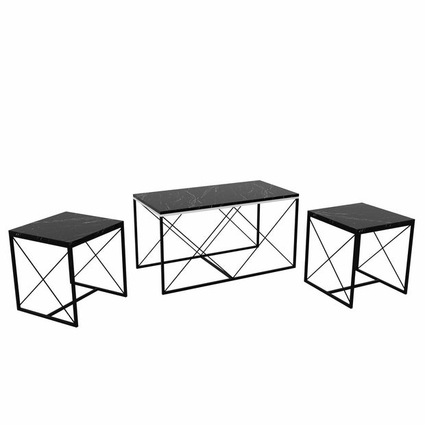 Set di 3 tavolini da caffè Defne Nero (3)