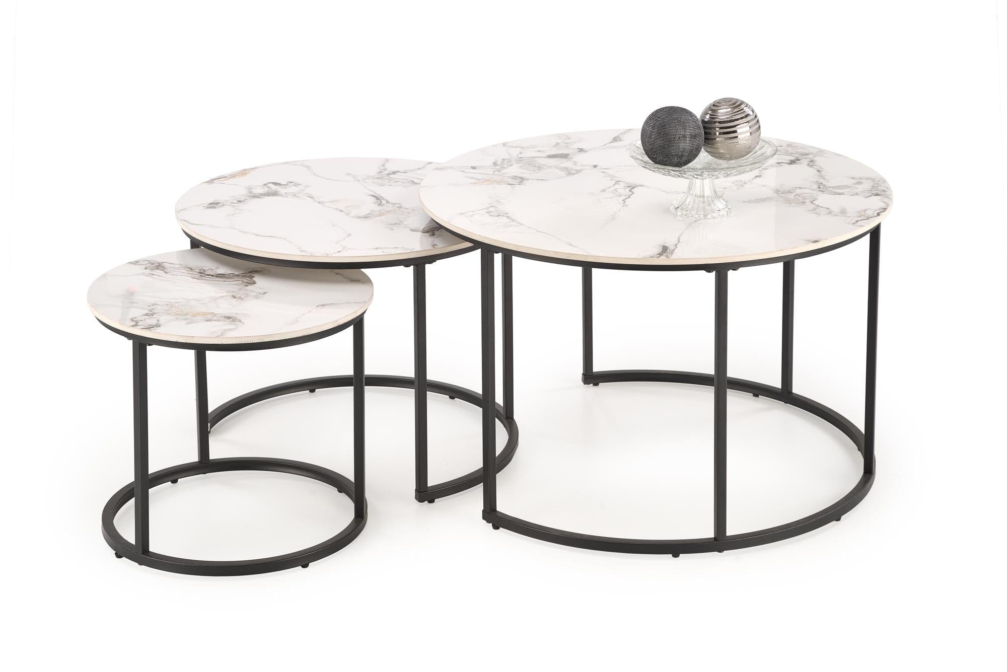 Set di 3 tavolini da caffè Gilda Bianco
