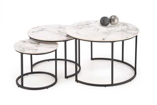 Set di 3 tavolini da caffè Gilda Bianco