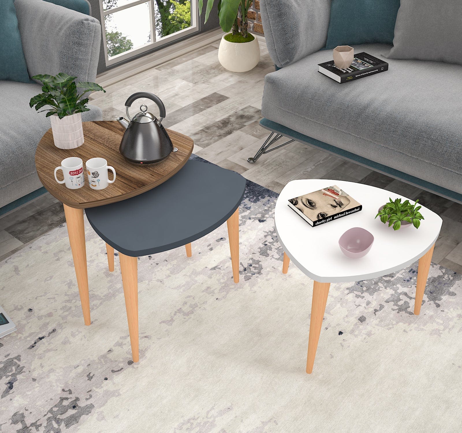 Set di 3 tavolini da caffè Leon Multicolore (1)