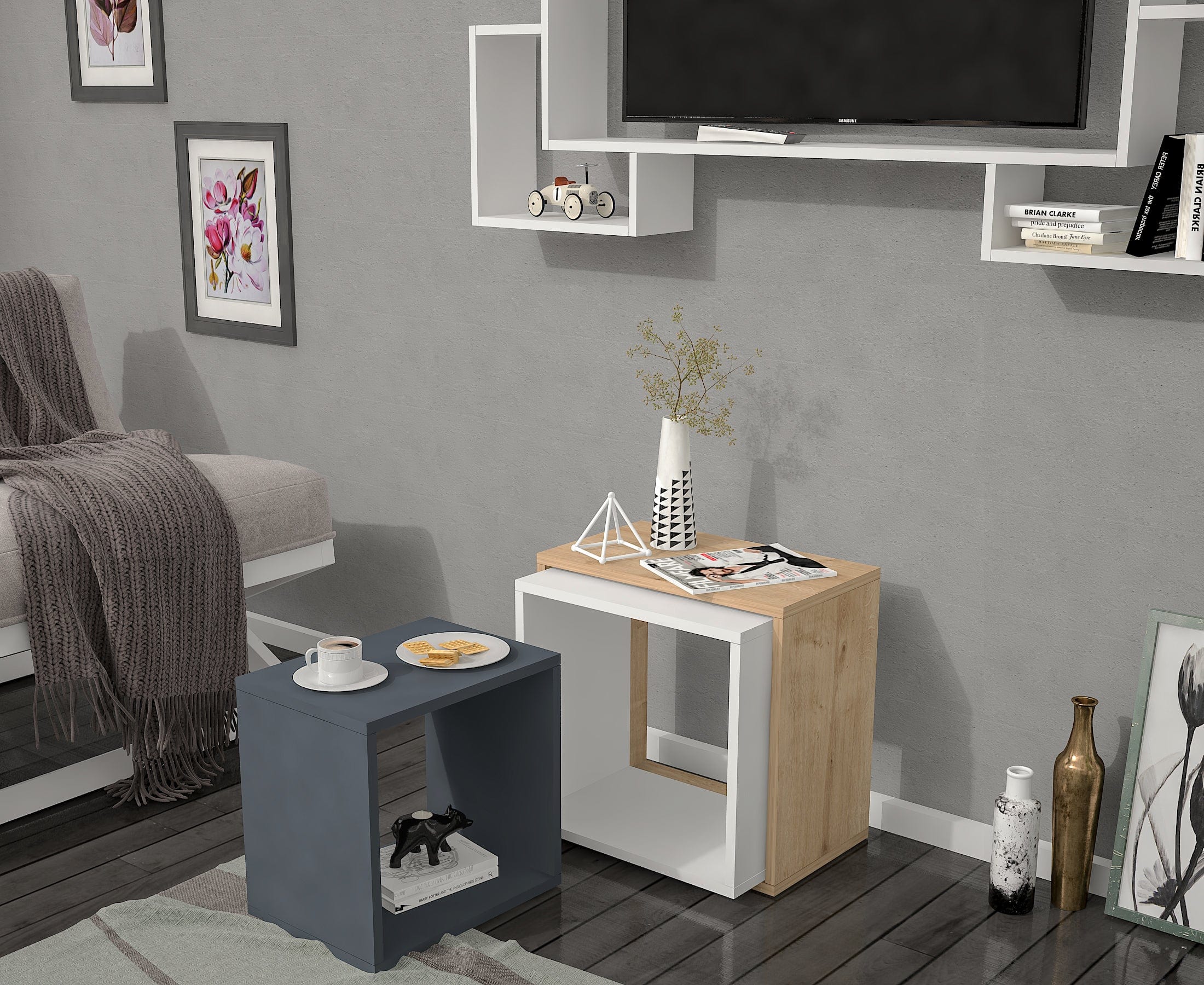 Set di 3 tavolini da caffè Lu Antracite