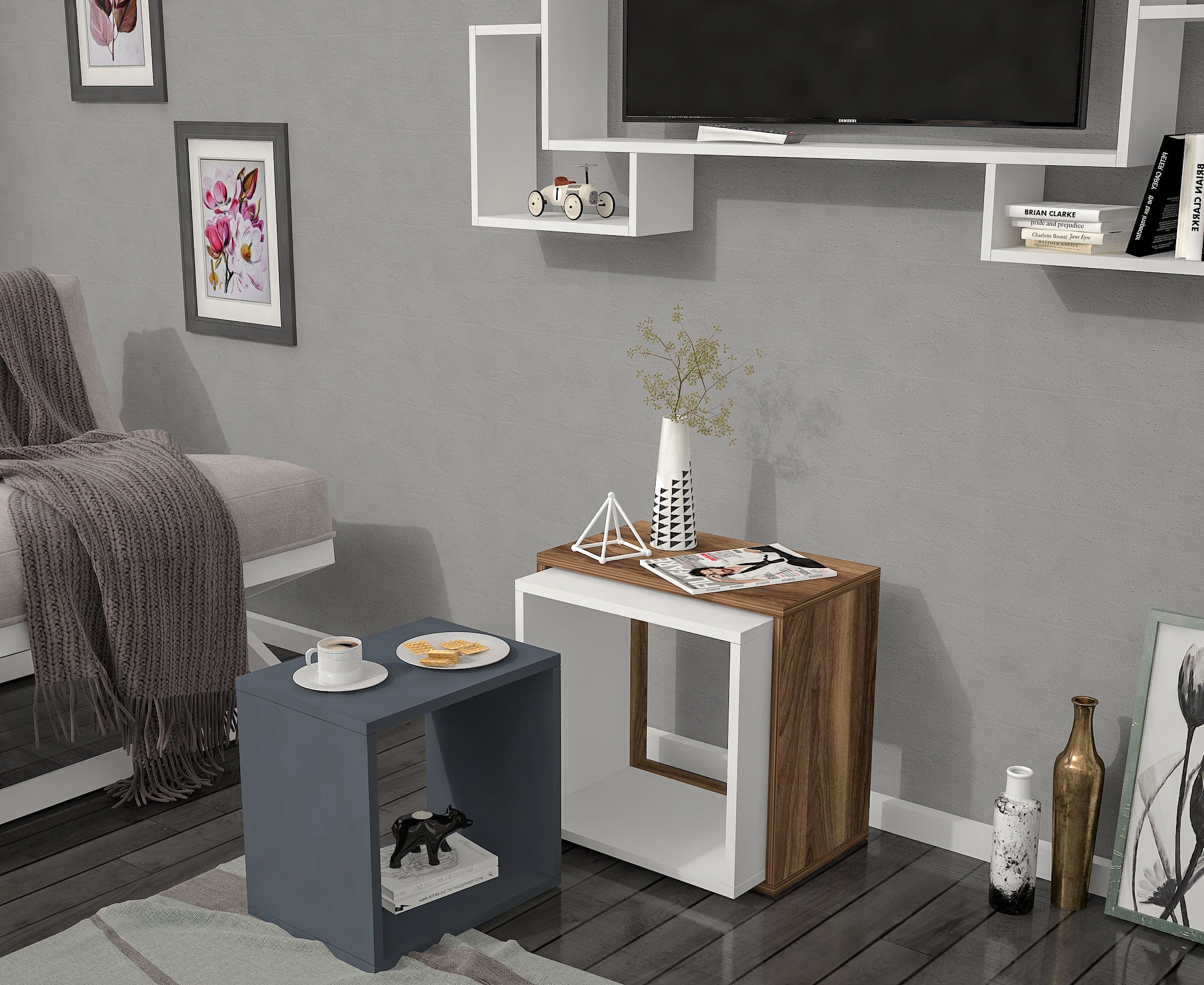 Set di 3 tavolini da caffè Lu Antracite