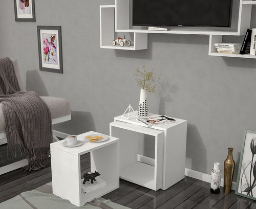 Set di 3 tavolini da caffè Lu Bianco
