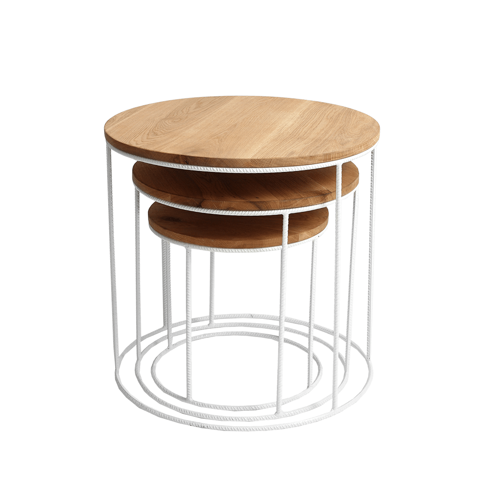 Set di 3 tavolini da caffè Trios Wood Quercia