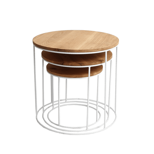 Set di 3 tavolini da caffè Trios Wood Quercia