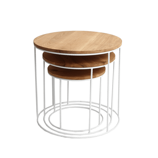 Set di 3 tavolini da caffè Trios Wood Quercia