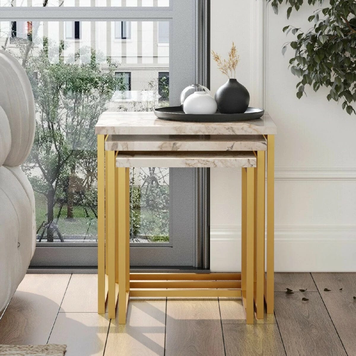 Set di 3 tavolini da caffè VG7-GE Bianco (3)