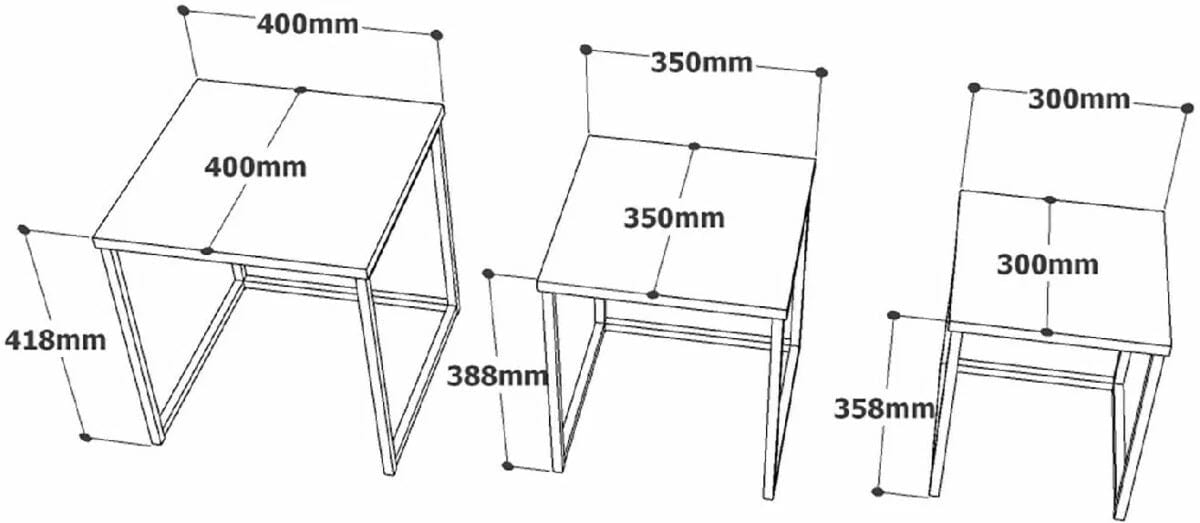 Set di 3 tavolini da caffè VG7-GE Bianco (4)