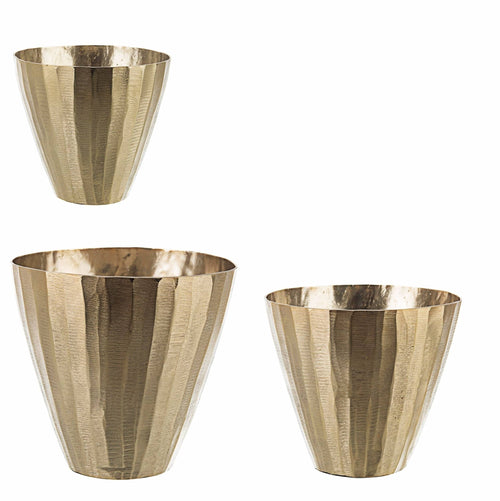Set di 3 vasi da fiori Chisel Bright Oro