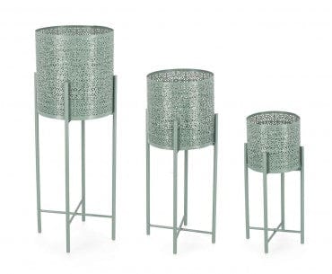 Bizzotto Set di 3 vasi da fiori Kalidas Round Verde