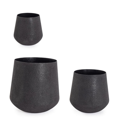 Bizzotto Set di 3 vasi da fiori Kenar Nero