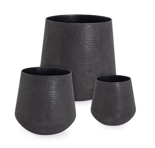 Bizzotto Set di 3 vasi da fiori Kenar Nero