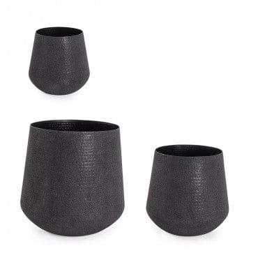 Bizzotto Set di 3 vasi da fiori Kenar Nero