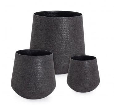 Bizzotto Set di 3 vasi da fiori Kenar Nero