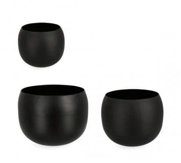 Bizzotto Set di 3 vasi da fiori Keyra Bowl Nero