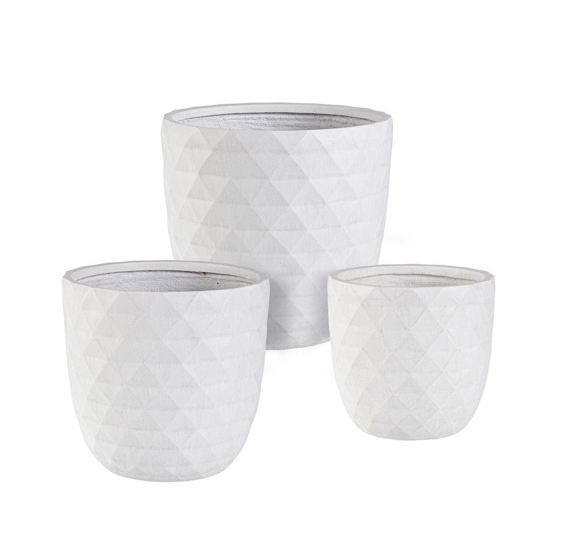 Set di 3 vasi da fiori Pyramid Shape Bianco