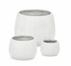 Set di 3 vasi da fiori Ribbed Alto Bianco