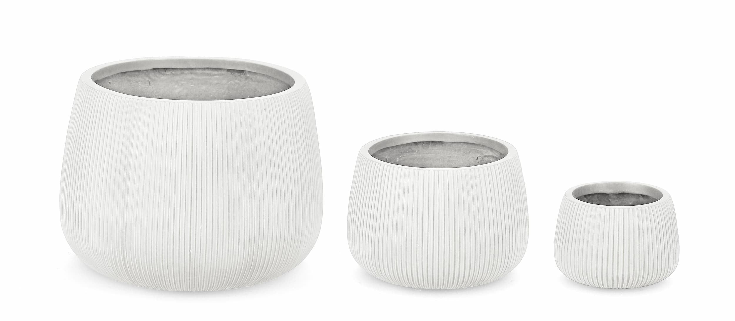 Set di 3 vasi da fiori Ribbed Alto Bianco (1)