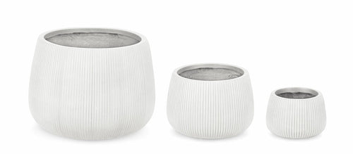 Set di 3 vasi da fiori Ribbed Alto Bianco (1)