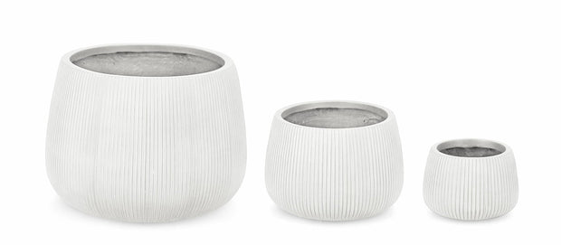 Set di 3 vasi da fiori Ribbed Alto Bianco (1)