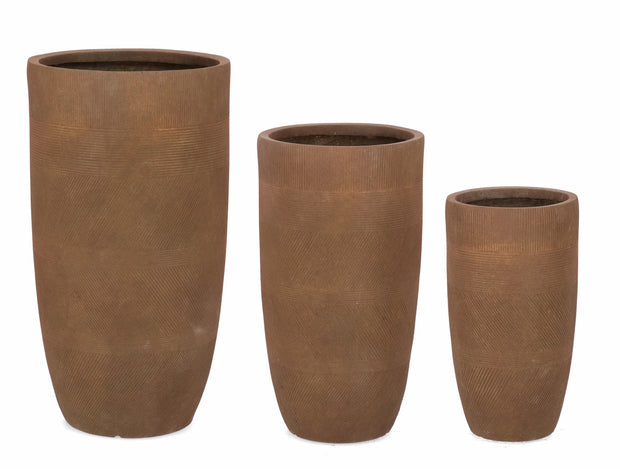 Set di 3 vasi da fiori Rigo Round Alto Ruggine (2)