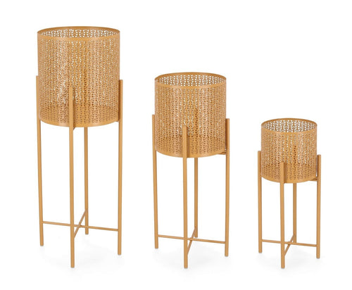 Bizzotto Set di 3 vasi da fiori Samir Round High Giallo