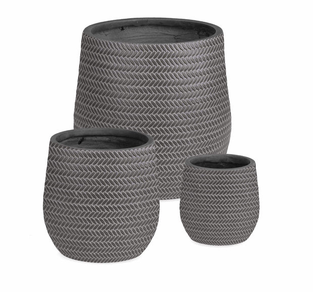 Set di 3 vasi da fiori Tressage Antracite